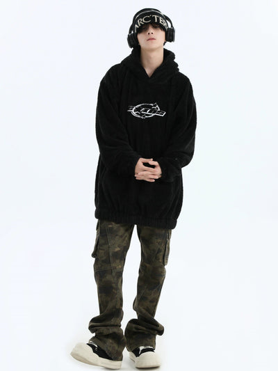 Star Embroidered Fleece Hoodie Korean Street Fashion Hoodie By INS Korea Shop Online at OH Vault