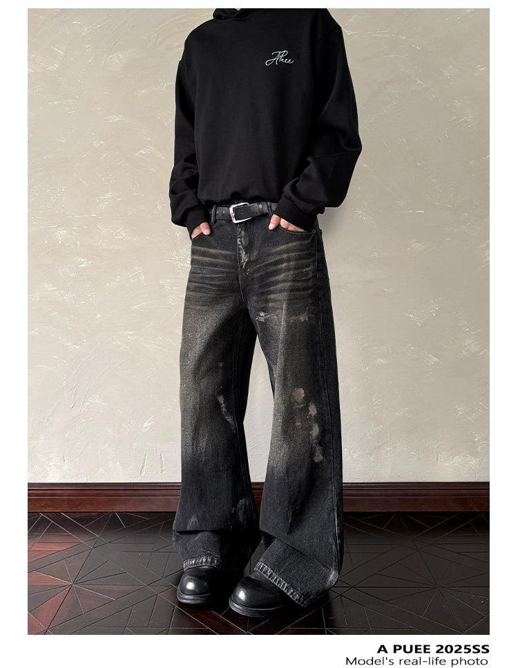 Bleach Wash Whiskered Jeans