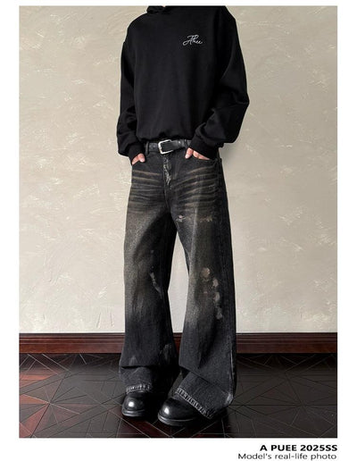 Bleach Wash Whiskered Jeans