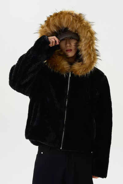 Fur Trimmed Hood Fleece Jacket Korean Street Fashion Jacket By MaxDstr Shop Online at OH Vault