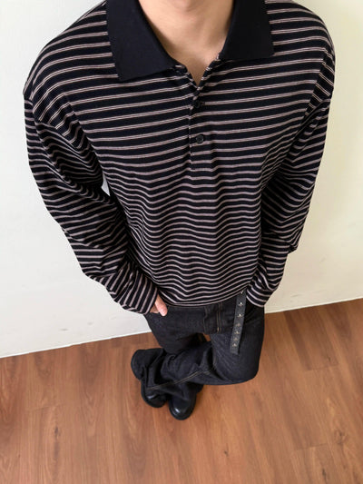 Contrast Collar Striped Polo Korean Street Fashion Polo By Made Extreme Shop Online at OH Vault