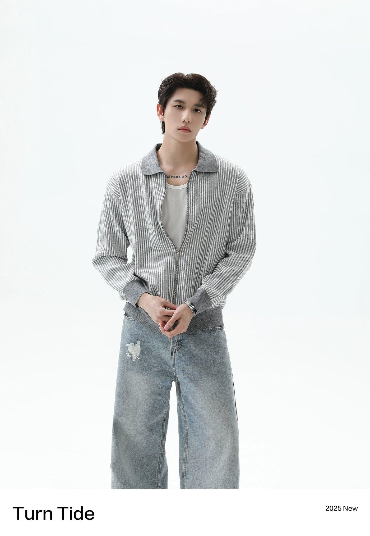 Pattern Knitted Zipped Jacket Korean Street Fashion Jacket By Turn Tide Shop Online at OH Vault