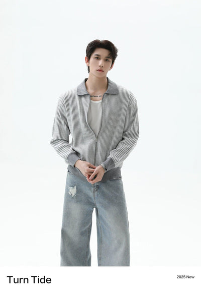 Pattern Knitted Zipped Jacket Korean Street Fashion Jacket By Turn Tide Shop Online at OH Vault