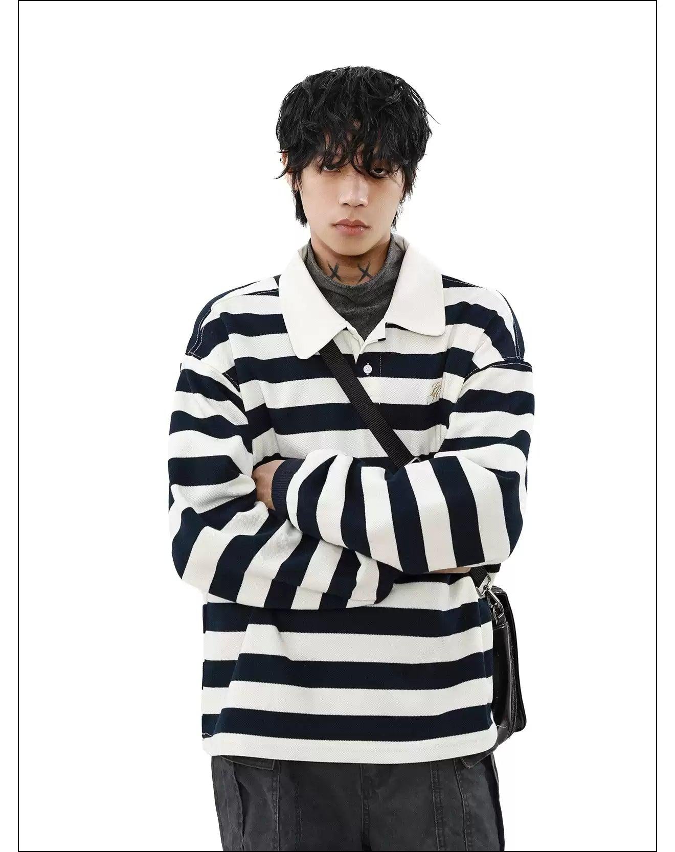 College Style Striped Polo Korean Street Fashion Polo By Mr Nearly Shop Online at OH Vault