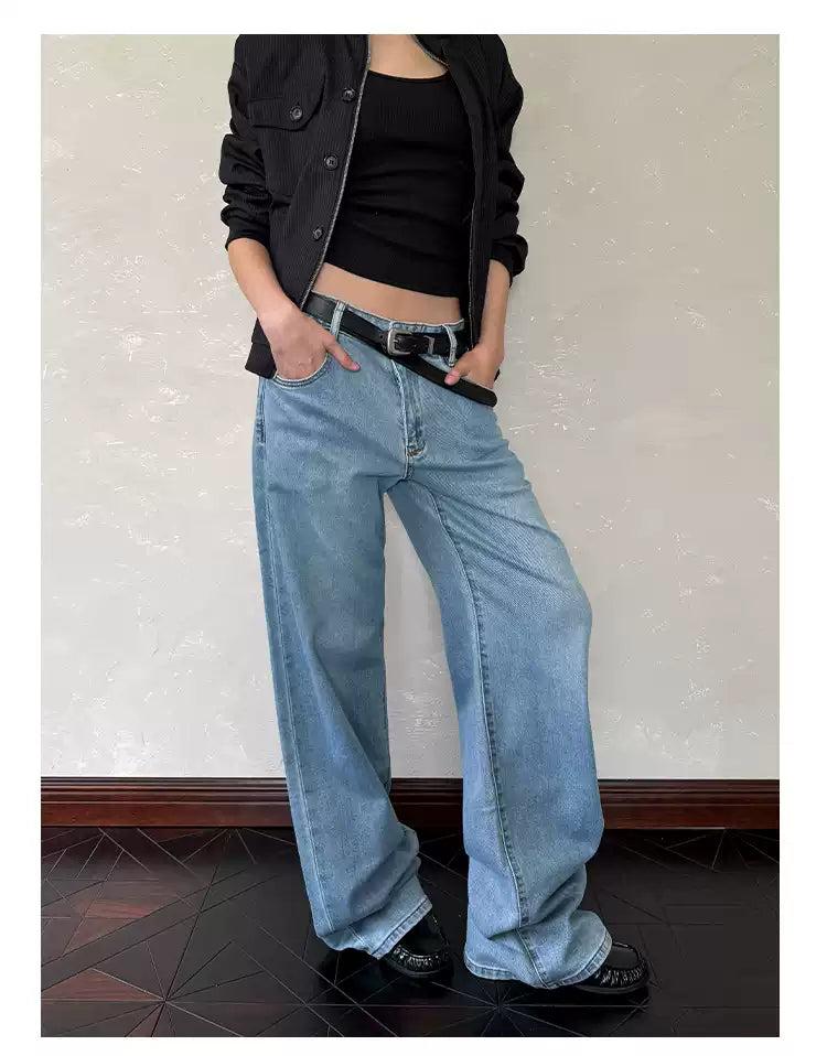 Light Washed Straight Cut Jeans Korean Street Fashion Jeans By A PUEE Shop Online at OH Vault