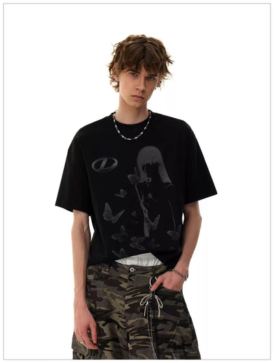 Woman SIlhouette Print T-Shirt Korean Street Fashion T-Shirt By Mr Nearly Shop Online at OH Vault