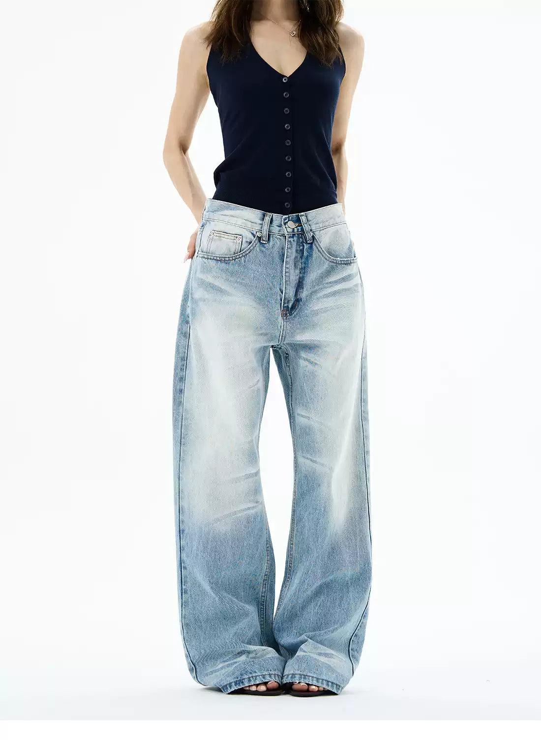 Highlight Faded Straight Jeans Korean Street Fashion Jeans By 77Flight Shop Online at OH Vault