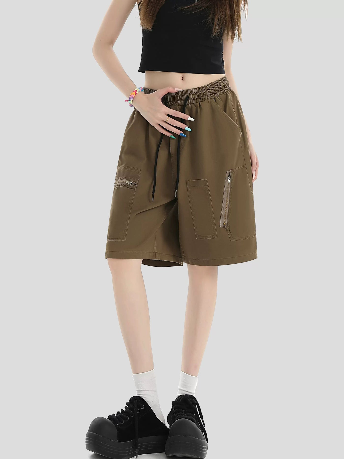 Non Parallel Zip Denim Shorts Korean Street Fashion Shorts By INS Korea Shop Online at OH Vault