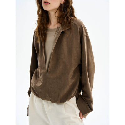 Sleek Layered V-Neck Shirt Korean Street Fashion Shirt By MaxDstr Shop Online at OH Vault