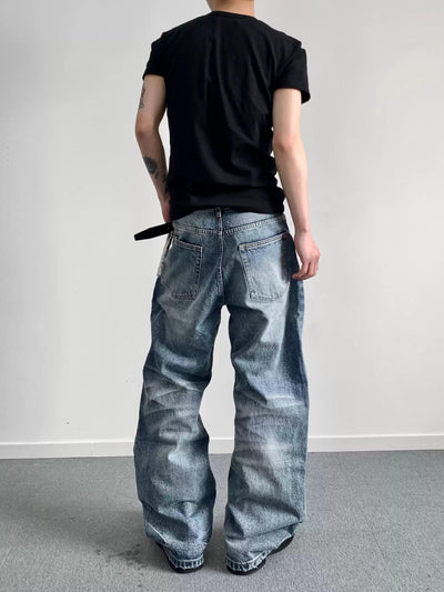 Faded Regular Fit Jeans Korean Street Fashion Jeans By Made Extreme Shop Online at OH Vault