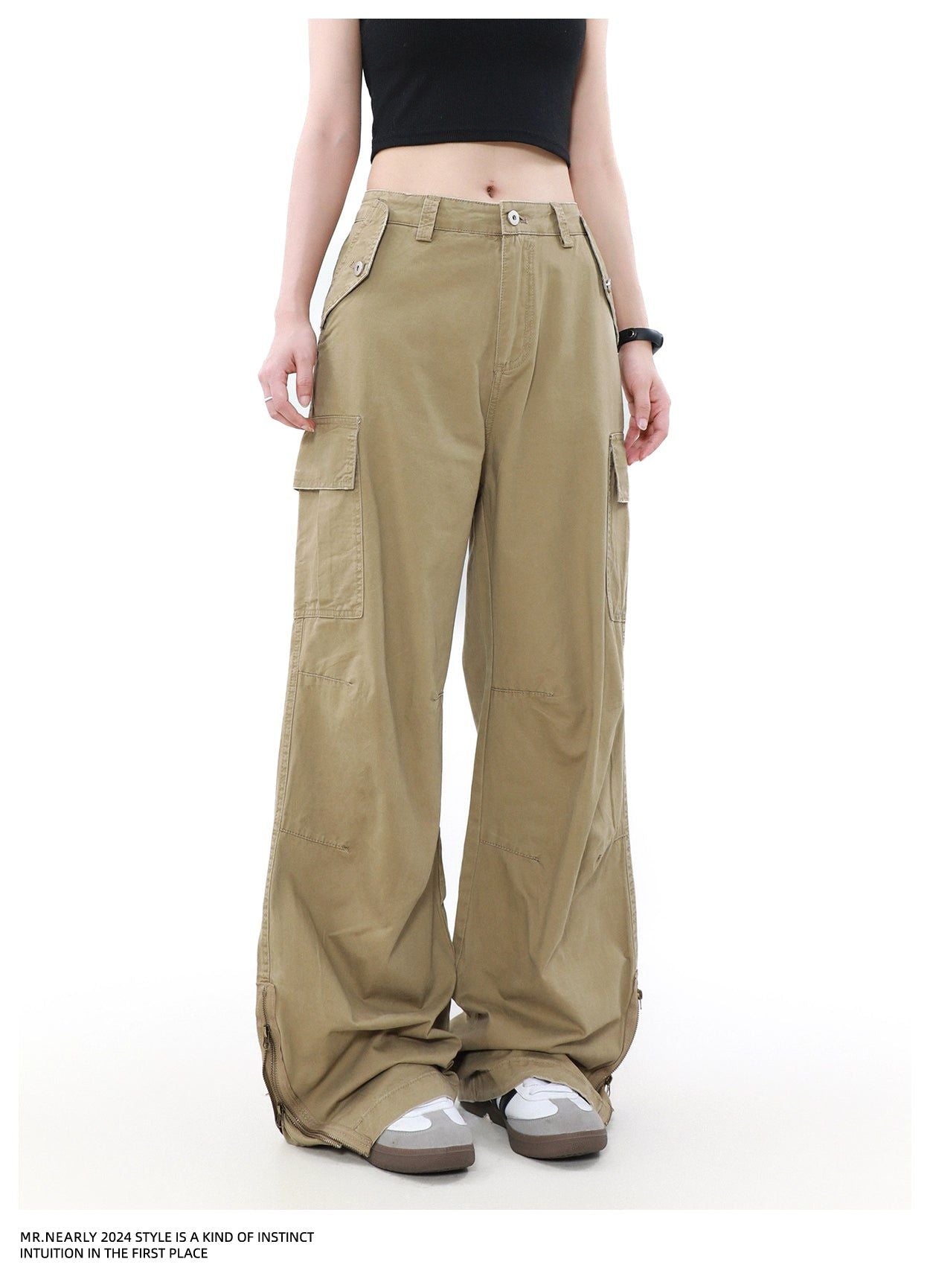 Faded Plain Zip Cargo Pants Korean Street Fashion Pants By Mr Nearly Shop Online at OH Vault