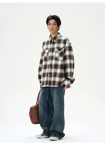 Checked Flap Pocket Shirt Korean Street Fashion Shirt By 77Flight Shop Online at OH Vault