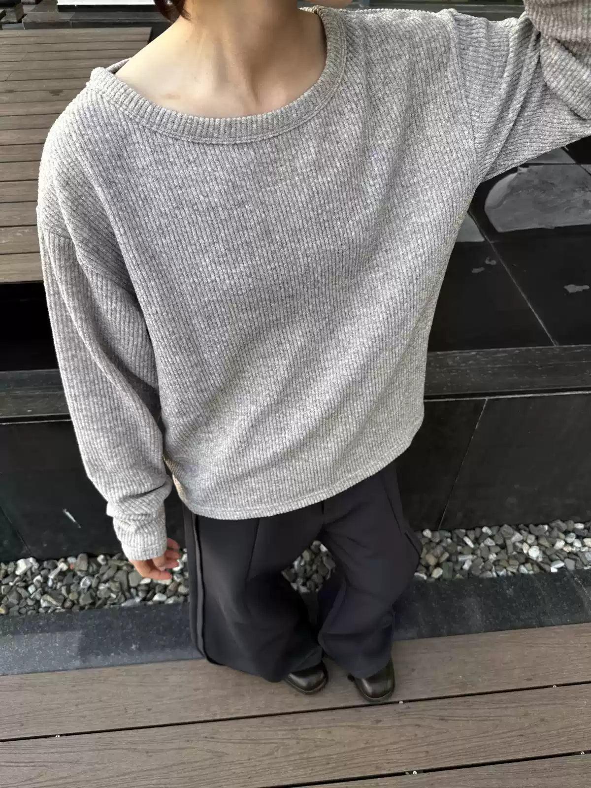 Basic Textured Long Sleeve T-Shirt Korean Street Fashion T-Shirt By Made Extreme Shop Online at OH Vault