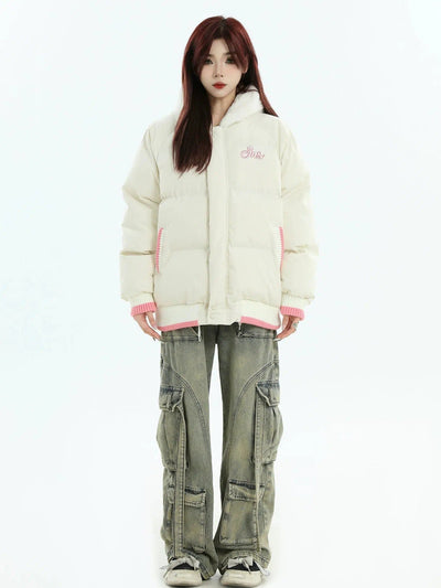 Spliced Rabbit/Bear Hooded Puffer Jacket Korean Street Fashion Jacket By INS Korea Shop Online at OH Vault