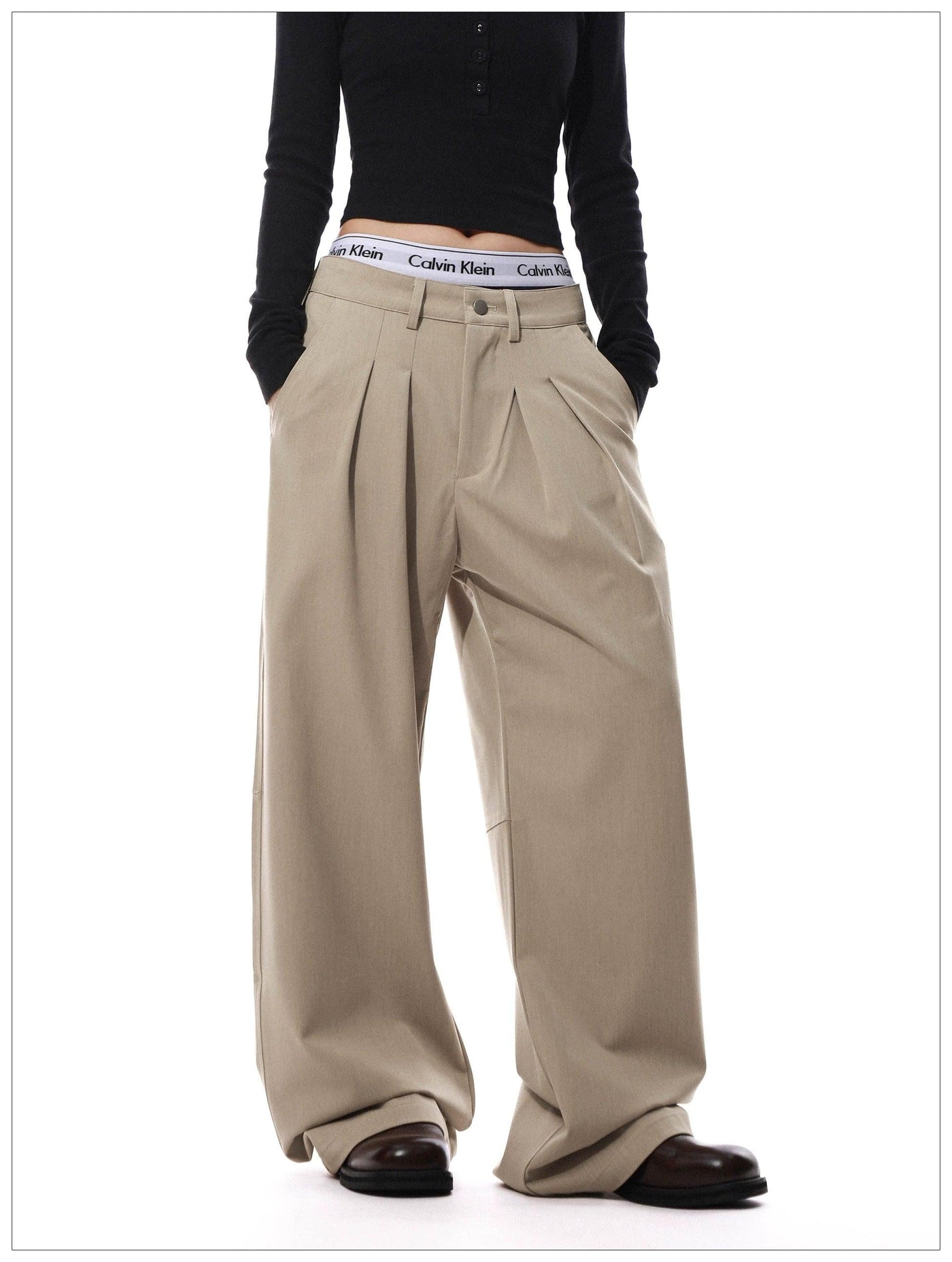 Fold Pleats Slant Pocket Trousers Korean Street Fashion Trousers By Mr Nearly Shop Online at OH Vault