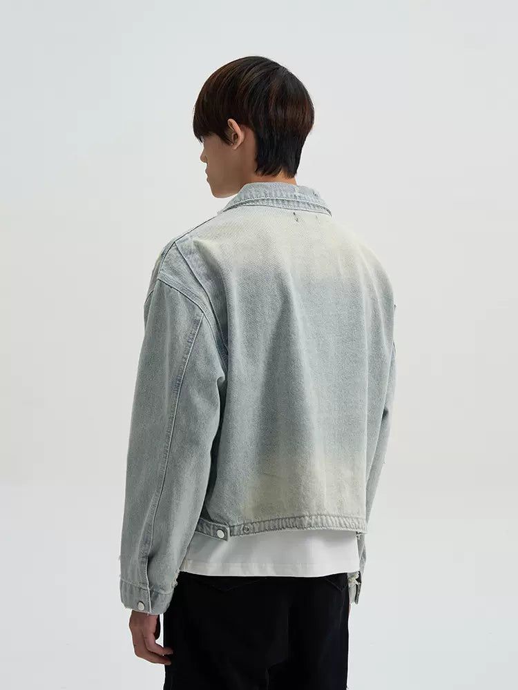 Cropped and Distressed Denim Jacket Korean Street Fashion Jacket By A PUEE Shop Online at OH Vault