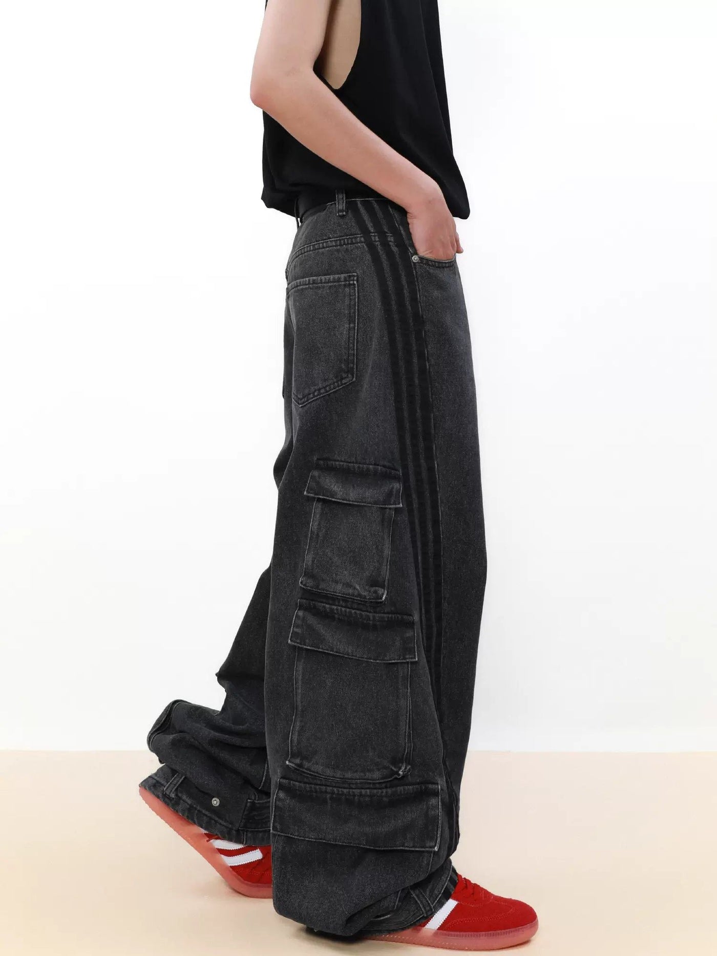 Excess Pockets Cargo Jeans Korean Street Fashion Jeans By Mr Nearly Shop Online at OH Vault