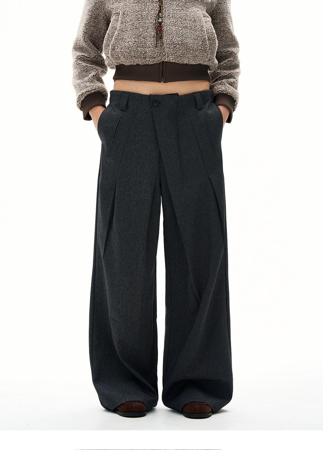Asymmetric Pleated Trousers Korean Street Fashion Trousers By 77Flight Shop Online at OH Vault