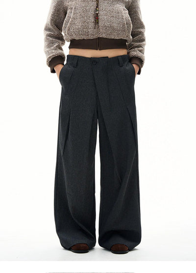Asymmetric Pleated Trousers Korean Street Fashion Trousers By 77Flight Shop Online at OH Vault