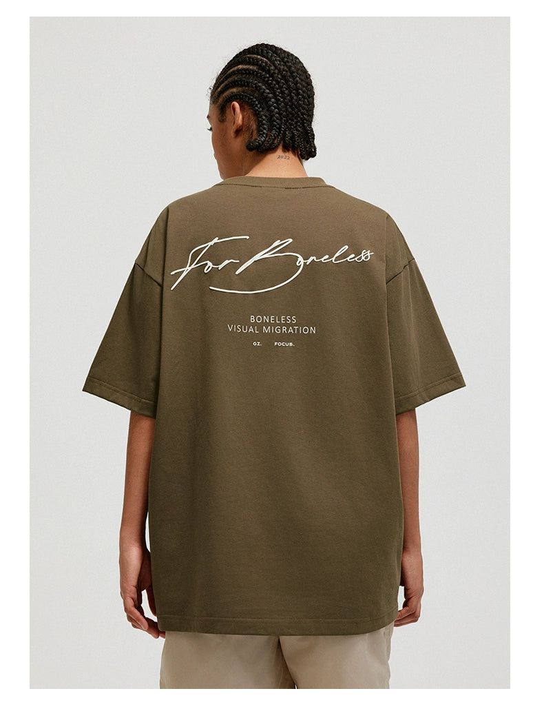 Minimal Print Logo T-Shirt Korean Street Fashion T-Shirt By Boneless Shop Online at OH Vault