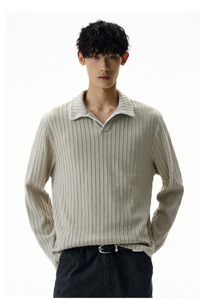 Outline Collar Textured Sweater Korean Street Fashion Sweater By A PUEE Shop Online at OH Vault