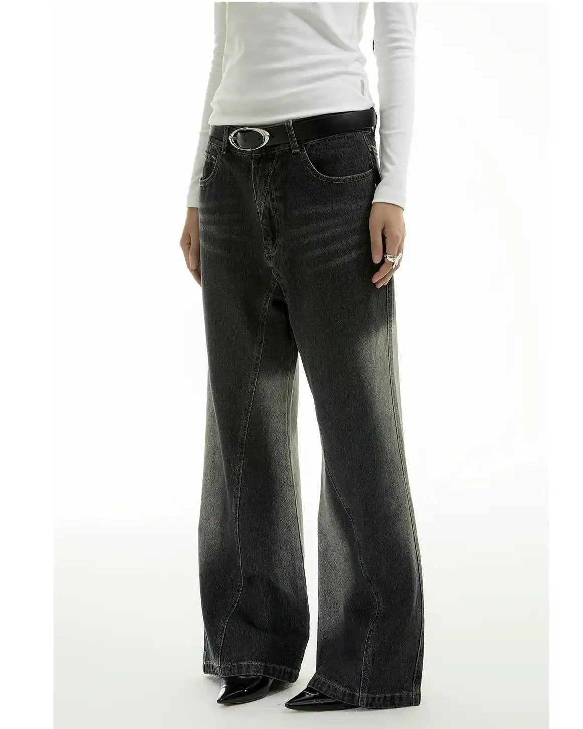 Side Fade Effect Flare Jeans Korean Street Fashion Jeans By Funky Fun Shop Online at OH Vault