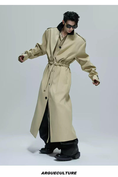 Cinched Waist Versatile Long Coat Korean Street Fashion Long Coat By Argue Culture Shop Online at OH Vault