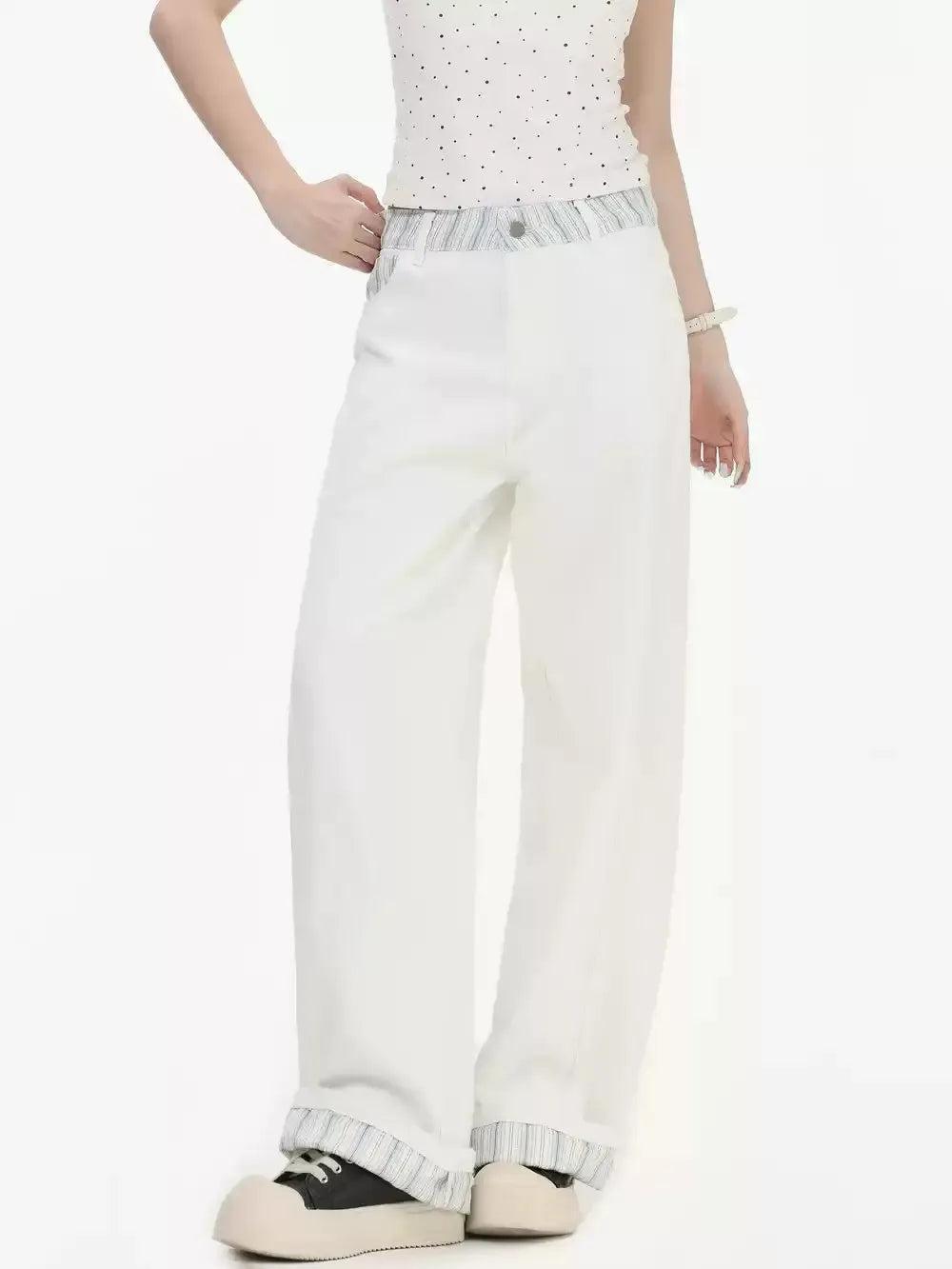 Spliced Straight Cut Jeans Korean Street Fashion Jeans By INS Korea Shop Online at OH Vault