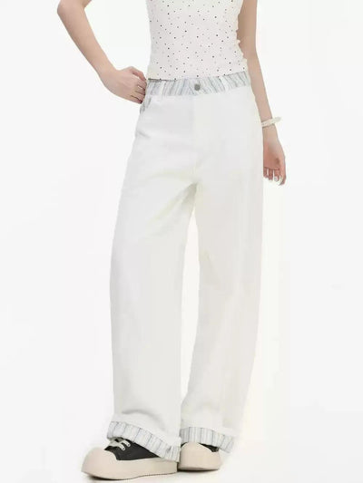 Spliced Straight Cut Jeans Korean Street Fashion Jeans By INS Korea Shop Online at OH Vault