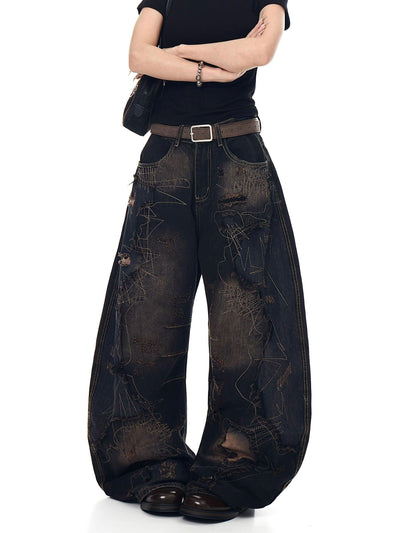 Grunge Multiple Stitches Jeans Korean Street Fashion Jeans By Blacklists Shop Online at OH Vault