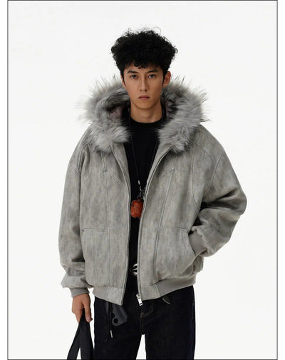 Mottled Fur Hooded Jacket Korean Street Fashion Jacket By Mr Nearly Shop Online at OH Vault