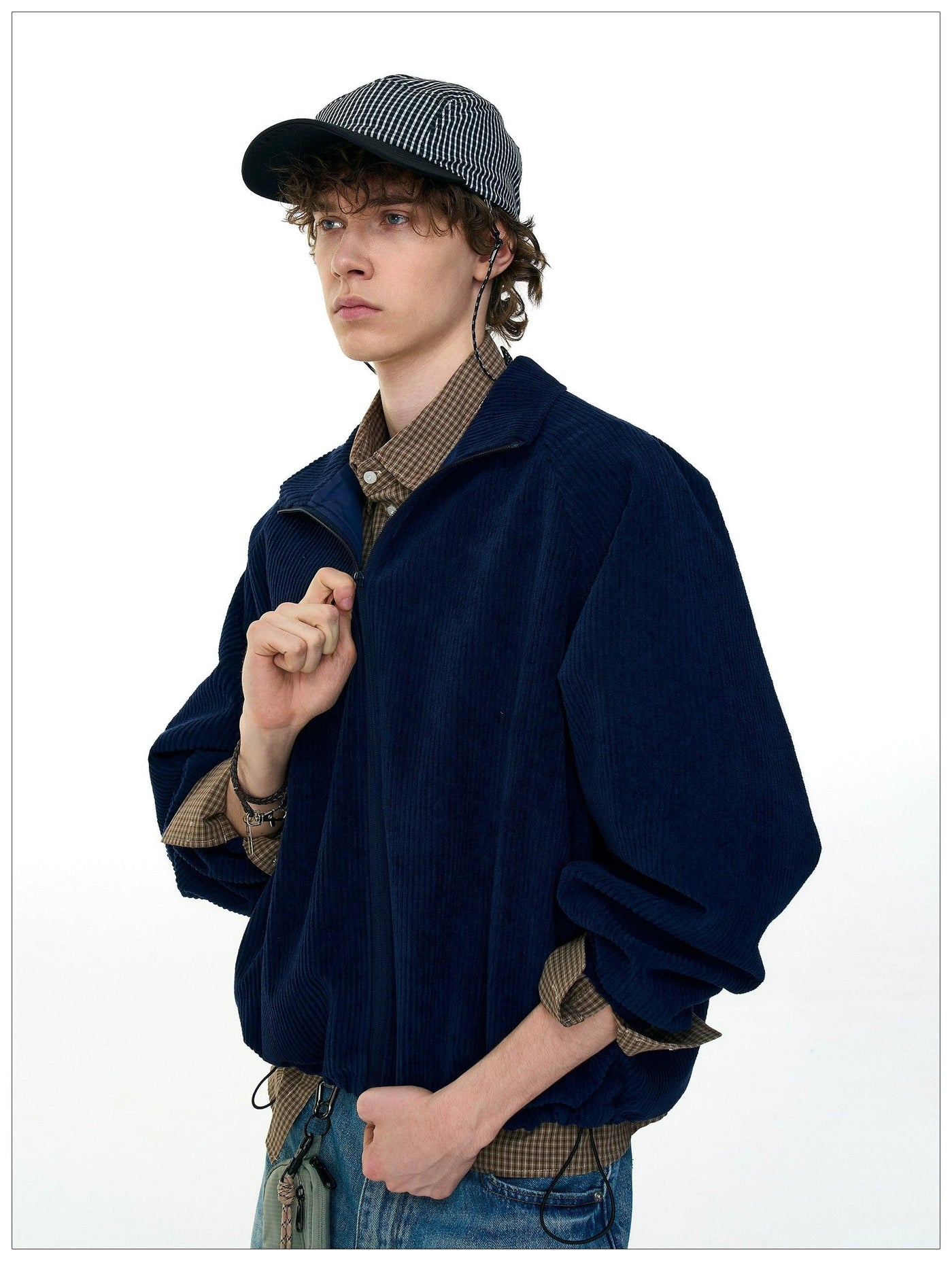 Versatile Zip Up Corduroy Jacket Korean Street Fashion Jacket By Mr Nearly Shop Online at OH Vault