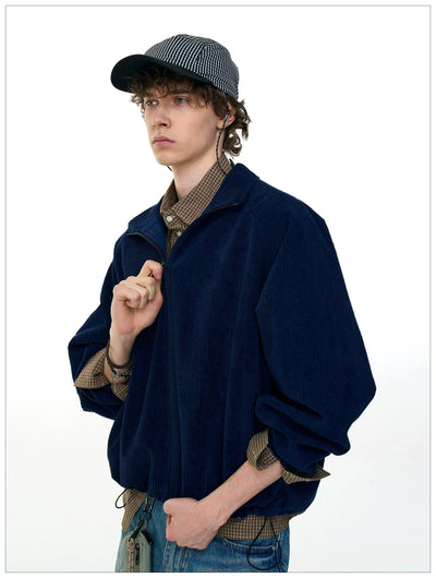 Versatile Zip Up Corduroy Jacket Korean Street Fashion Jacket By Mr Nearly Shop Online at OH Vault