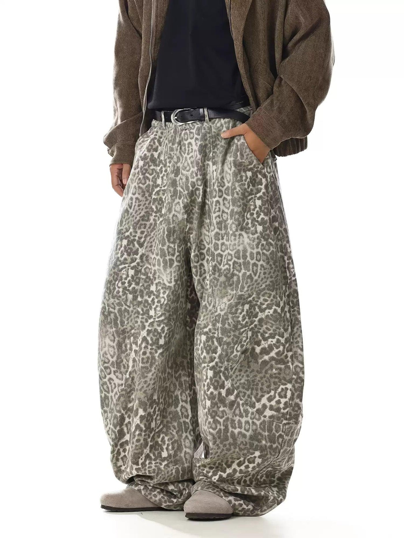 Faded Leopard Oversized Fit Pants Korean Street Fashion Pants By MEBXX Shop Online at OH Vault