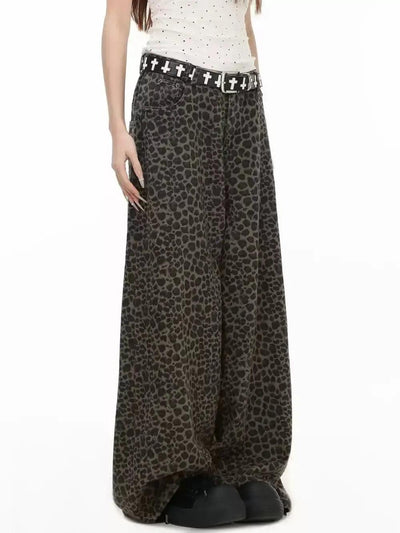 Leopard Print Wide Cut Pants Korean Street Fashion Pants By INS Korea Shop Online at OH Vault