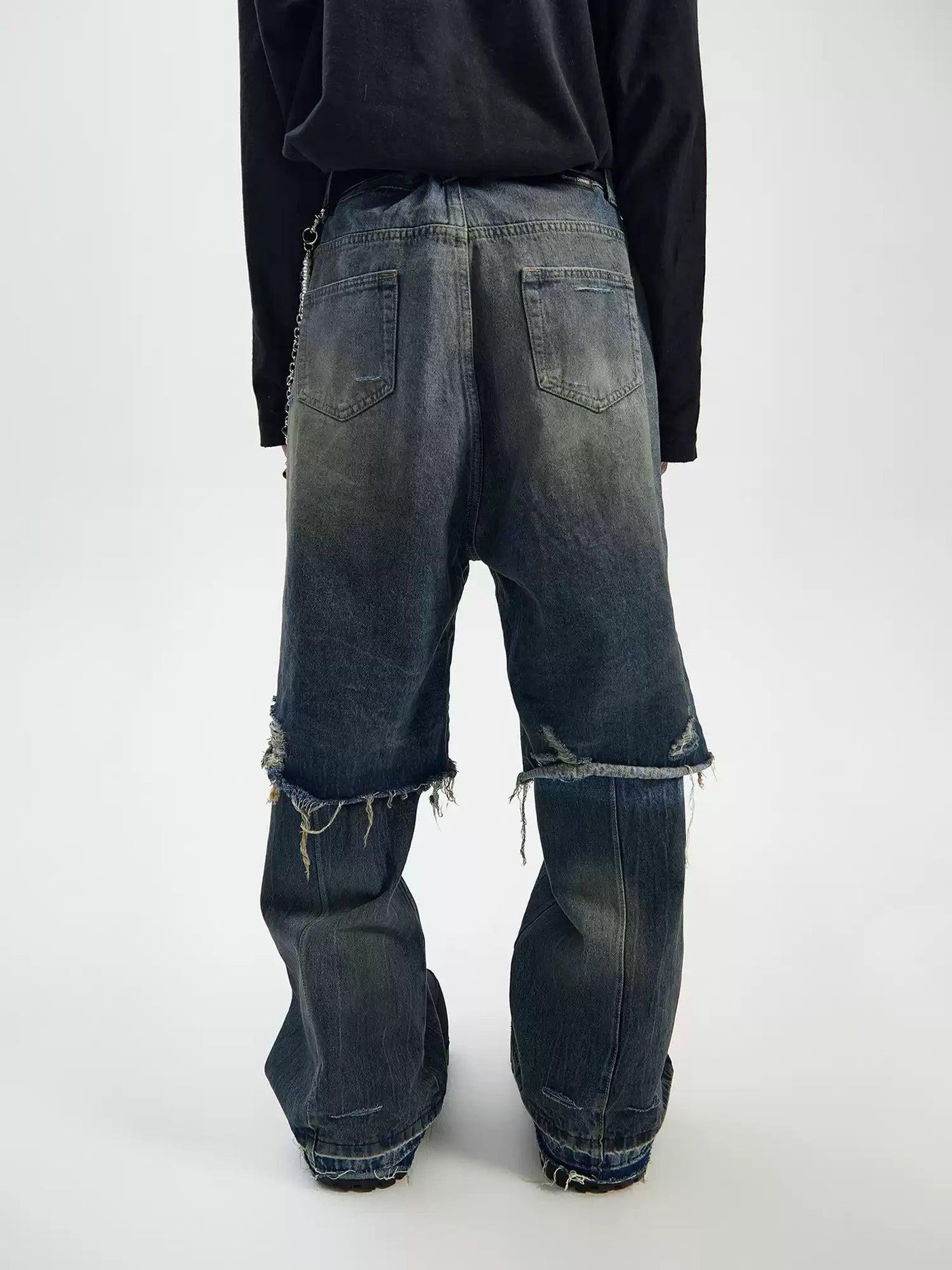 Distressed Ripped Hole Jeans Korean Street Fashion Jeans By Ash Dark Shop Online at OH Vault