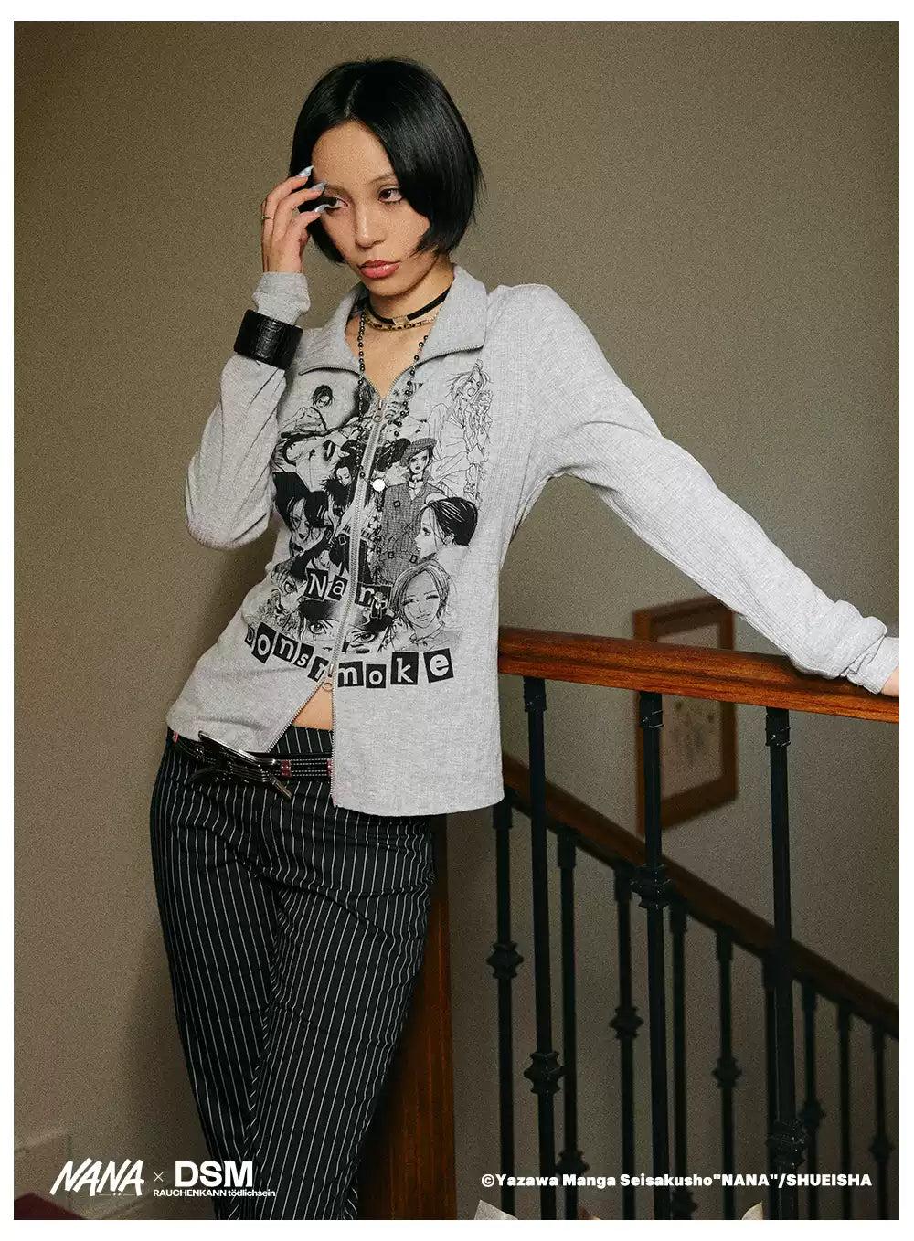 Anime Graphic Textured Zipped Jacket Korean Street Fashion Jacket By Donsmoke Shop Online at OH Vault