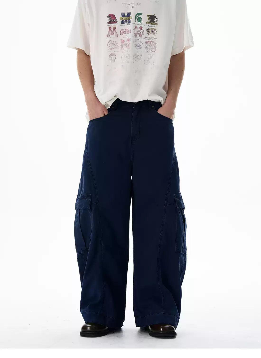 Structured Seam Cargo Jeans Korean Street Fashion Jeans By 77Flight Shop Online at OH Vault