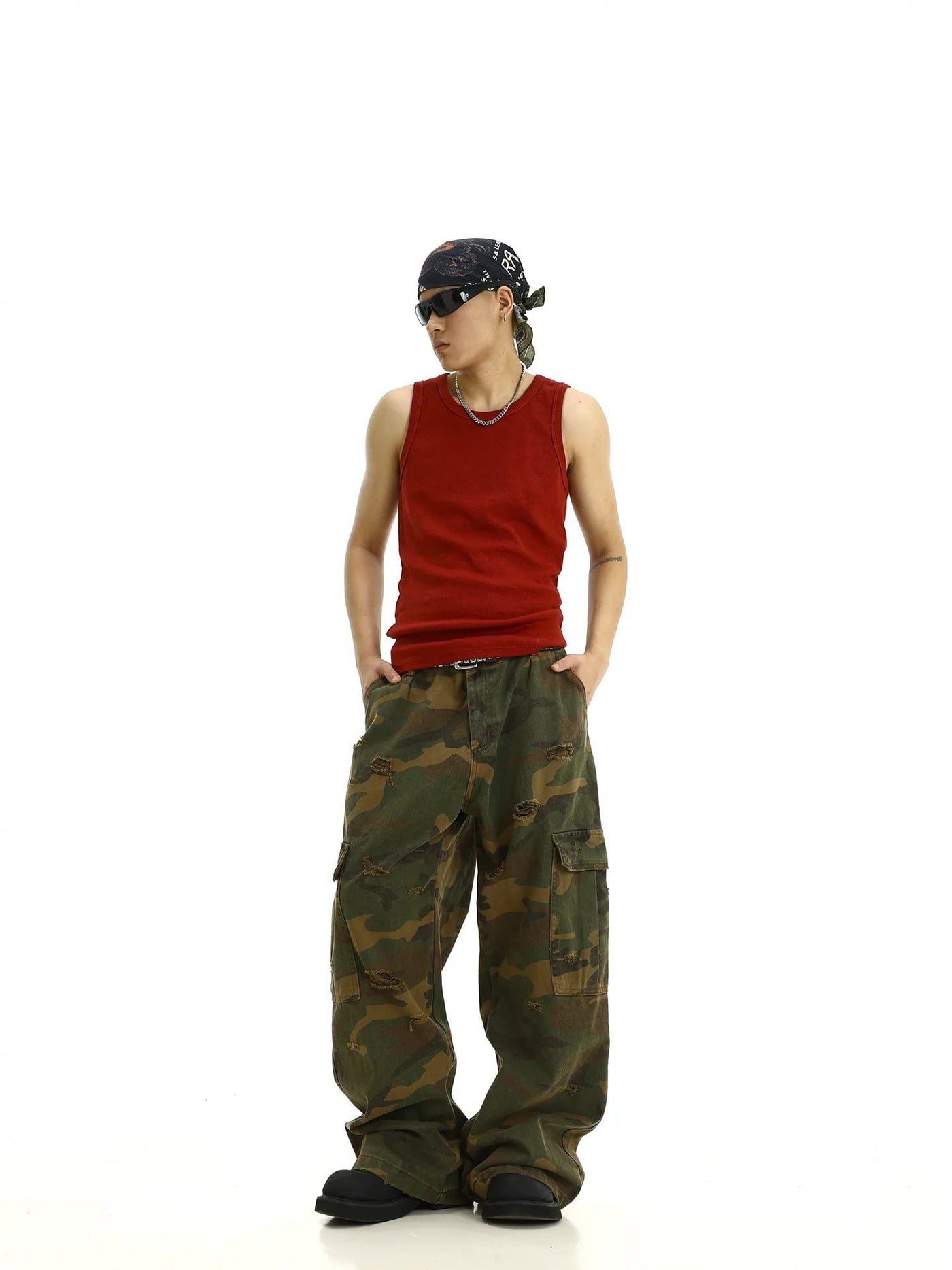 Distressed Spots Camouflage Pants Korean Street Fashion Pants By MEBXX Shop Online at OH Vault