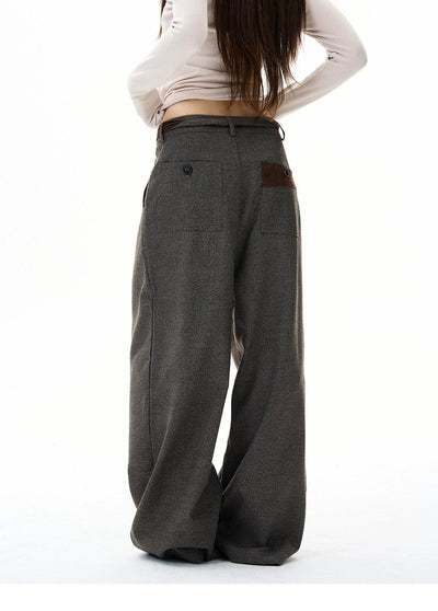 Pleated Belt Strap Plaid Trousers Korean Street Fashion Trousers By 77Flight Shop Online at OH Vault