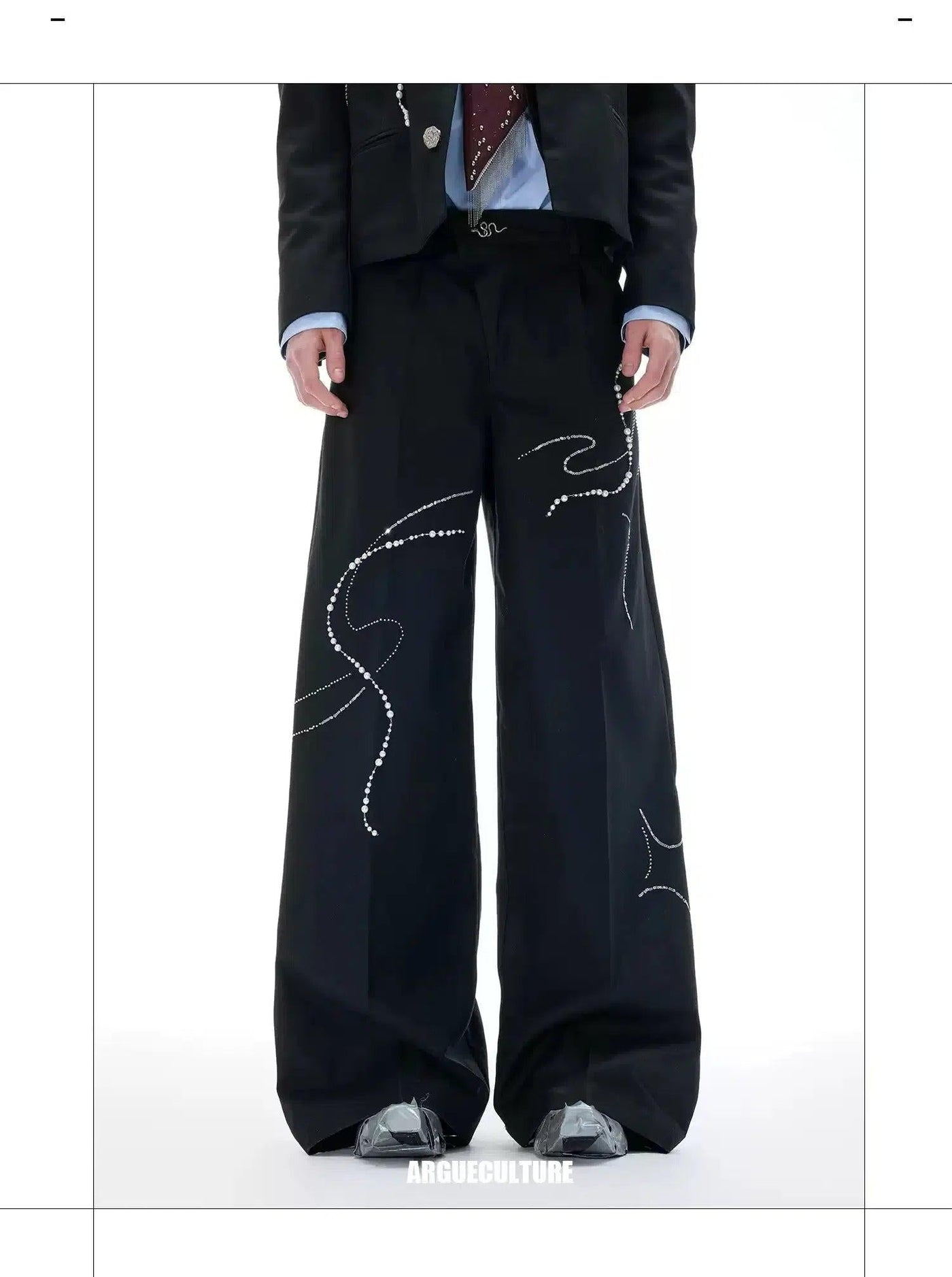 Pearled Abstract Line Pants Korean Street Fashion Pants By Argue Culture Shop Online at OH Vault