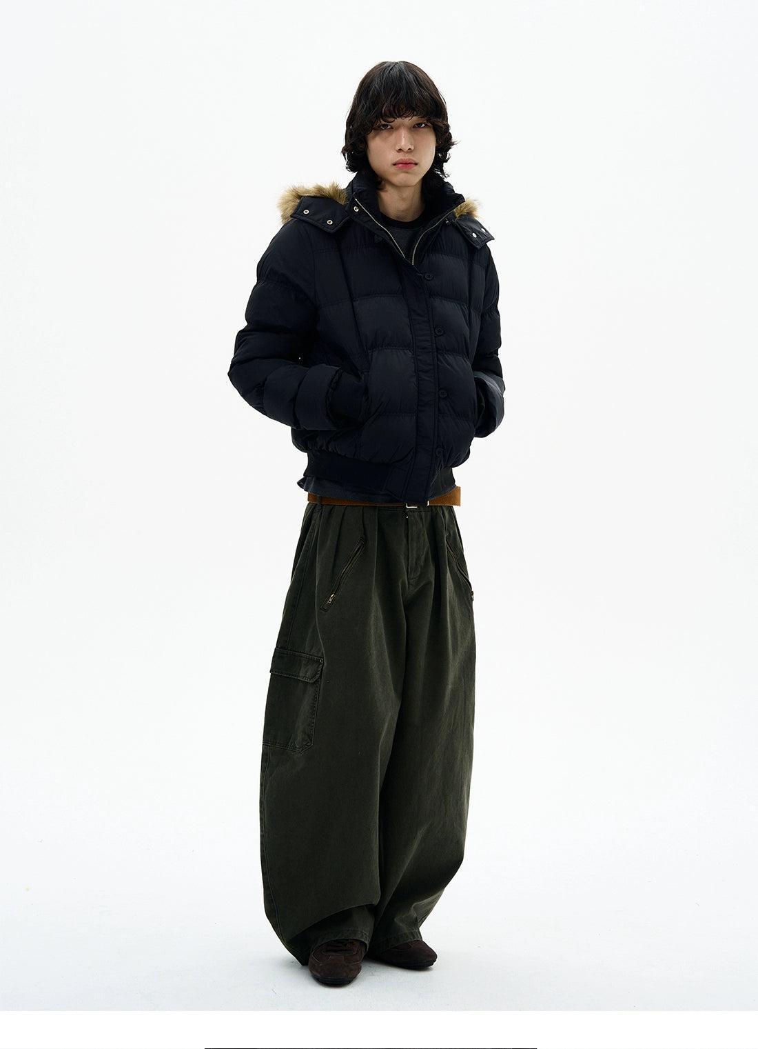 Pleated Barrel Cargo Pants Korean Street Fashion Pants By 77Flight Shop Online at OH Vault