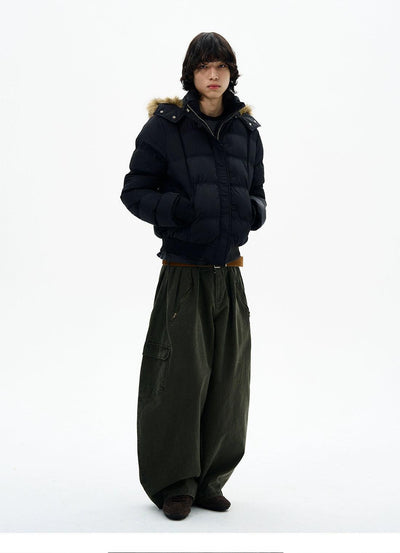 Pleated Barrel Cargo Pants Korean Street Fashion Pants By 77Flight Shop Online at OH Vault