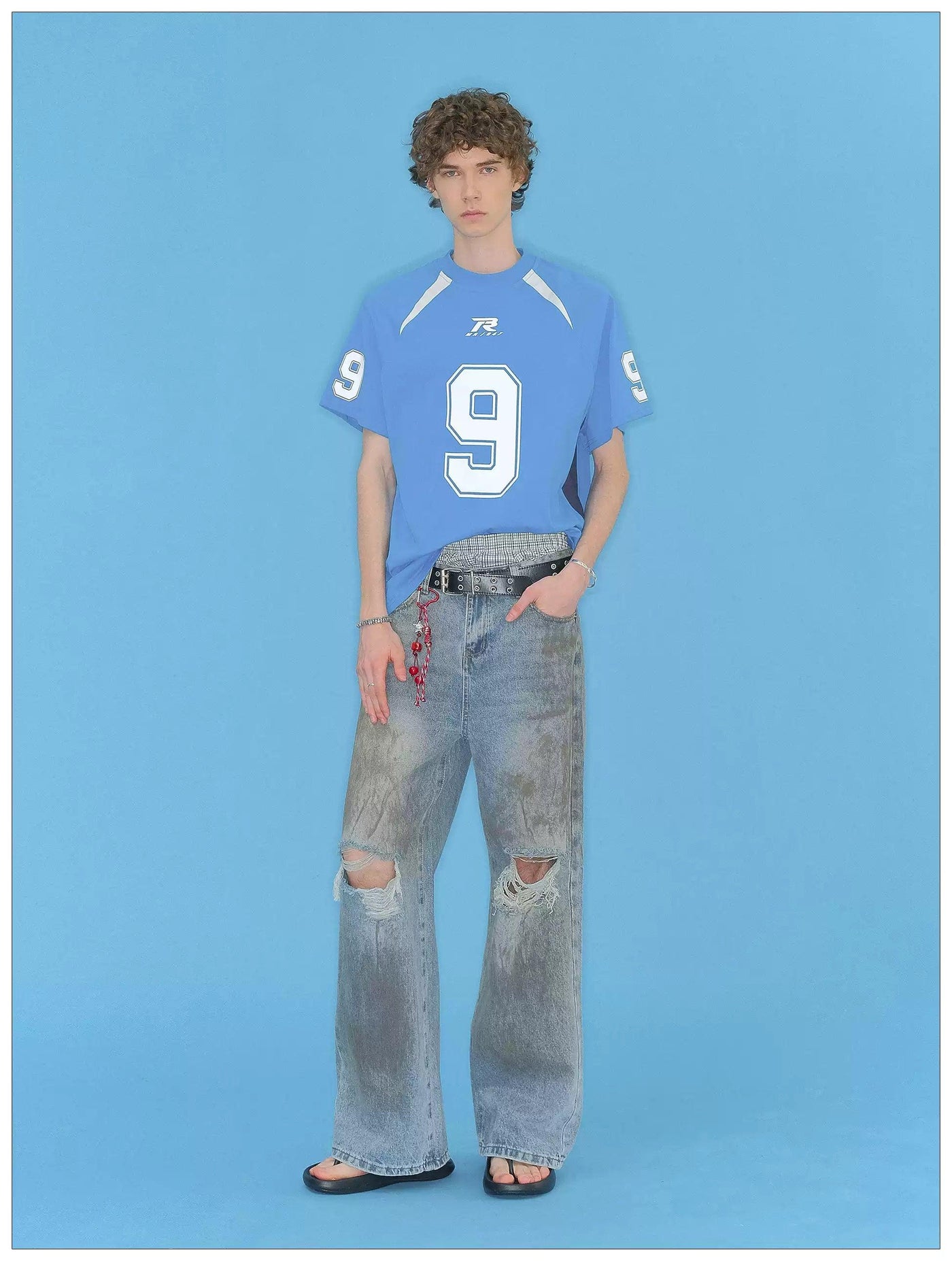 Dirt Smudged Ripped Straight Jeans Korean Street Fashion Jeans By Mr Nearly Shop Online at OH Vault