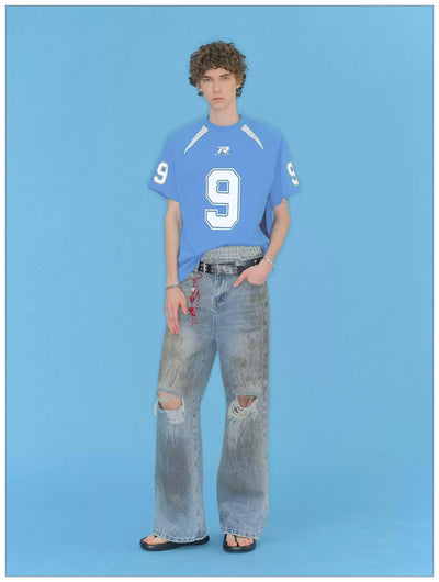 Dirt Smudged Ripped Straight Jeans Korean Street Fashion Jeans By Mr Nearly Shop Online at OH Vault