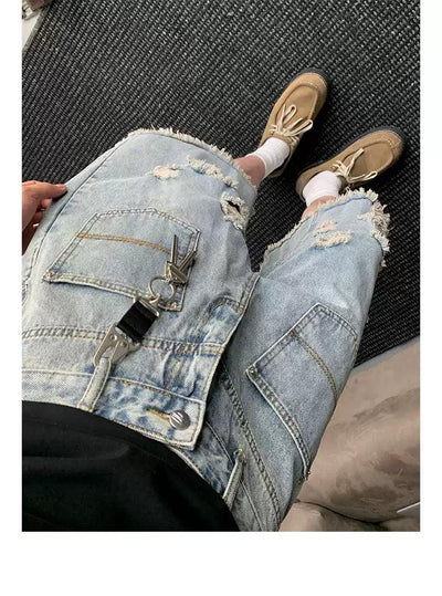 Front Pockets Distressed Denim Shorts Korean Street Fashion Shorts By Poikilotherm Shop Online at OH Vault