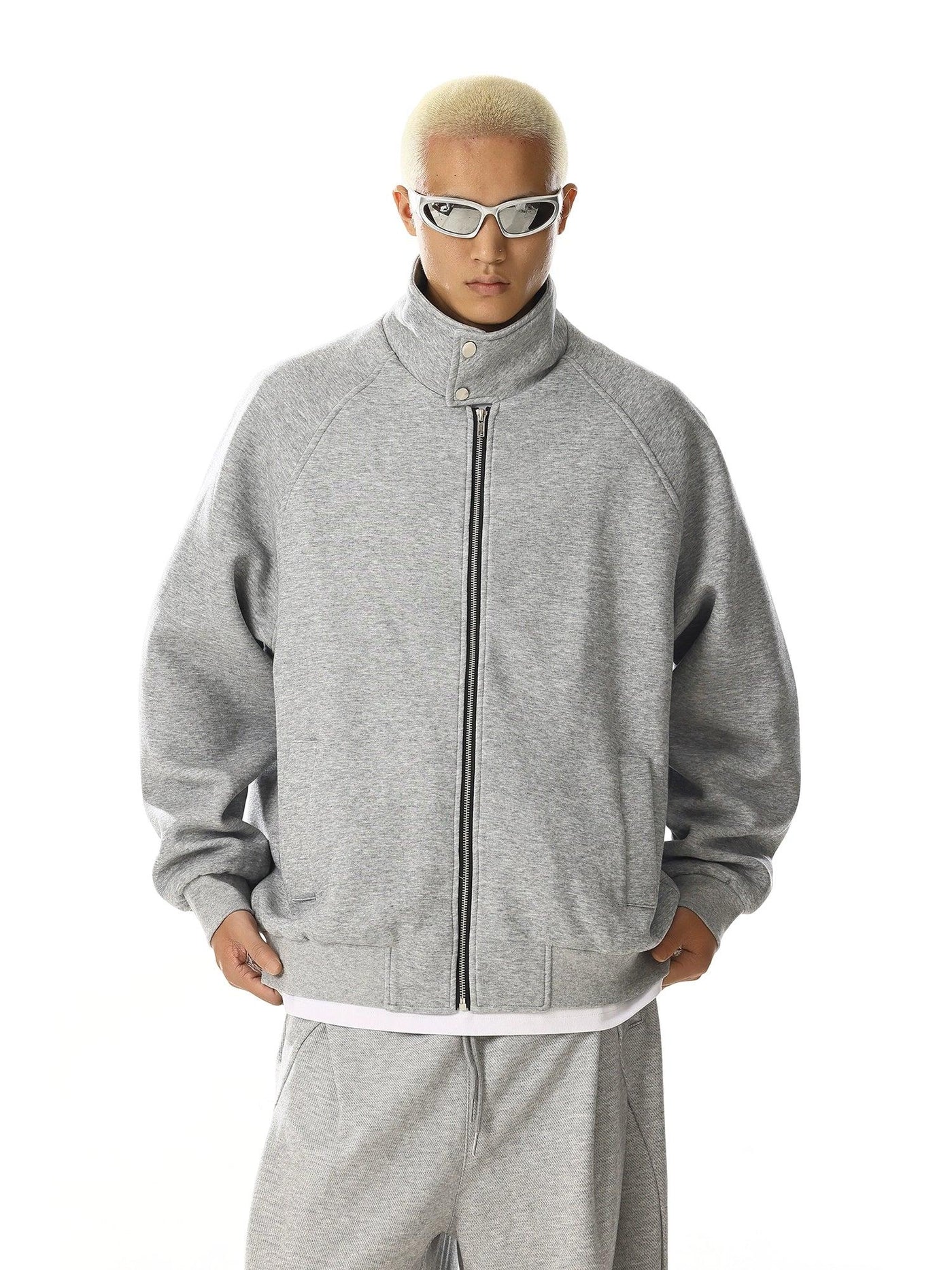 Funnel Neck Full-Zip Jacket Korean Street Fashion Jacket By MEBXX Shop Online at OH Vault