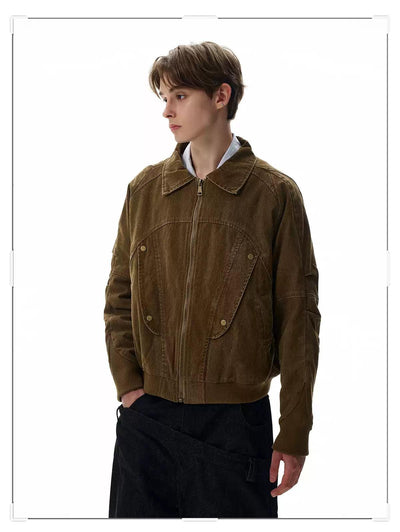 Ribbed Hem Seamed Jacket