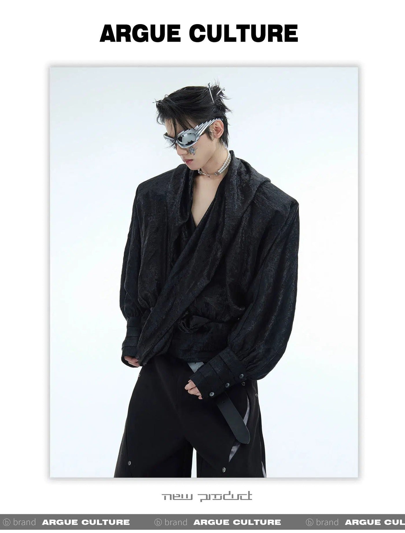 Shiny Drape V-Neck Cardigan Korean Street Fashion Cardigan By Argue Culture Shop Online at OH Vault