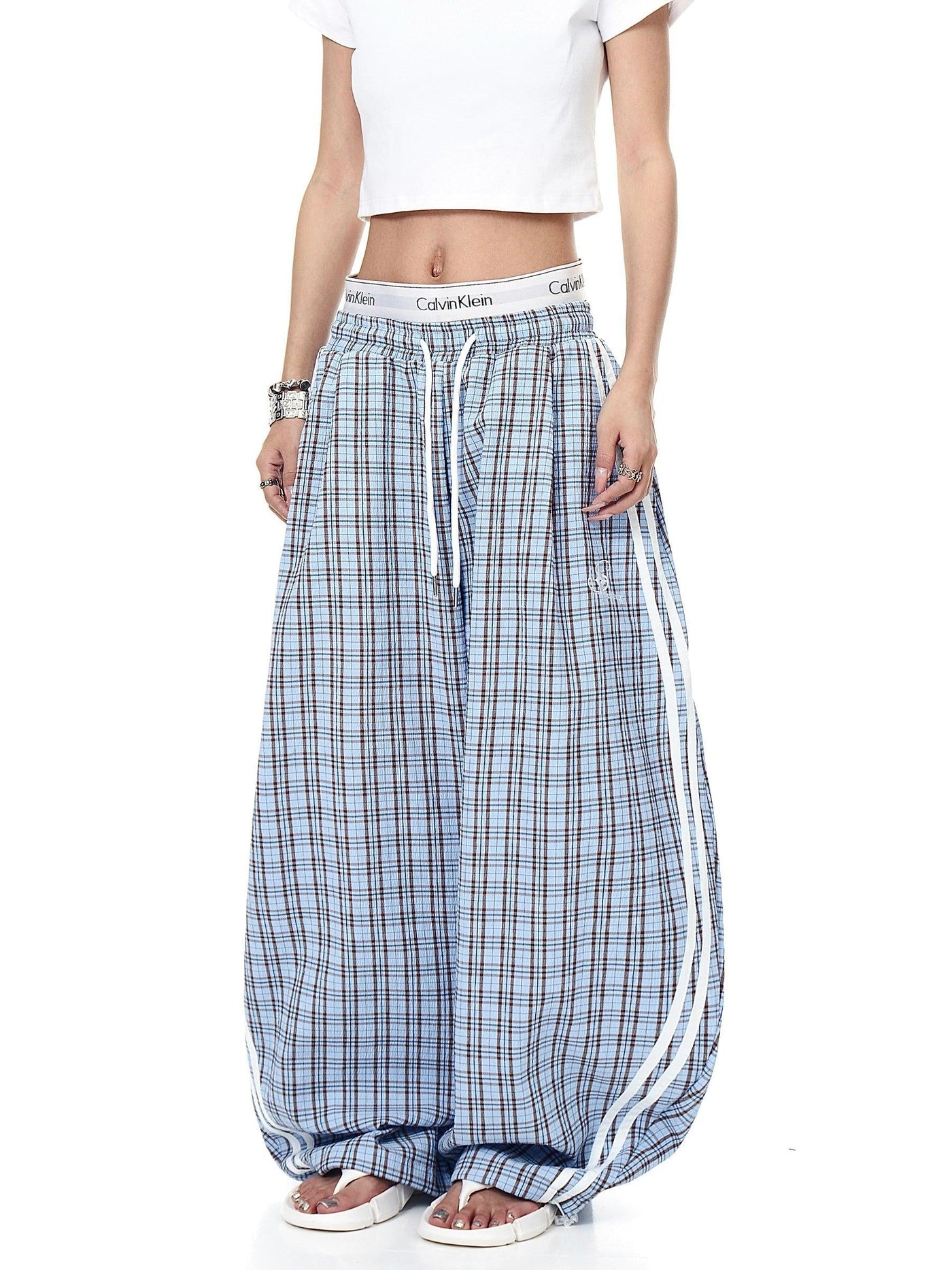 Side Lines Loose Plaid Pants Korean Street Fashion Pants By Blacklists Shop Online at OH Vault